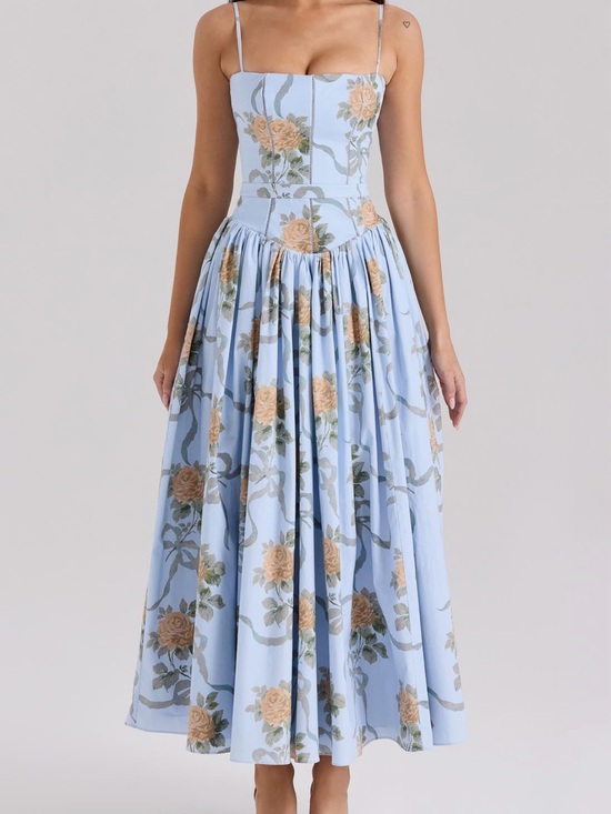 House of CB Dresses & Skirts - House of CB Blue Ysabella Floral Maxi Sundress